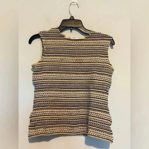 ST. JOHN SANTANA KNIT Tank Sleeveless Shell Gold Metallic Sz Small FLAWED - Picture 1 of 6